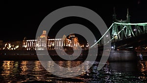 Liberty Bridge of Budapest Hungary beautiful historical landmark river night attraction view