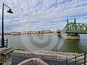 Liberty Bridge in Budapest - Hungary in a cloudy day