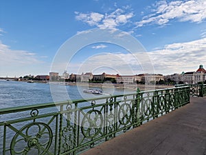 Liberty Bridge in Budapest overlooking Danube River