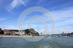 Liberty bridge and Gellert hill Budapest cityscape photo