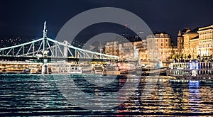 The Liberty Bridge at night in Budapest