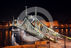 Liberty bridge nightscape, Budapest