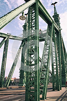 Liberty Bridge over Danube river in Budapest, Hungary