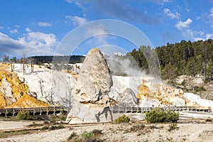 The Liberty Cap, a dormant hot spring cone at Mammoth Hot Spring, Yellowstone