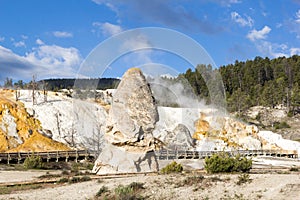 The Liberty Cap, a dormant hot spring cone at Mammoth Hot Spring, Yellowstone photo