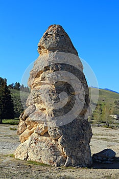 Liberty Cap in Evening Light, Mammoth Hot Springs, Yellowstone National Park, Wyoming, USA