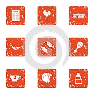 Liberty icons set, grunge style