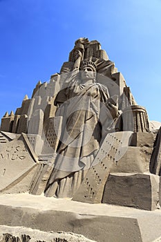 Liberty sand sculpture