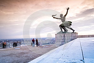 Liberty statue on Gellert Hill in Budapest, Hungary