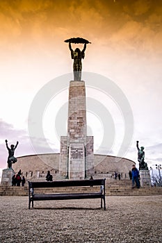 Liberty statue on Gellert Hill in Budapest, Hungary