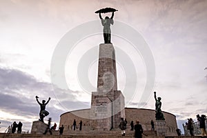 Liberty statue on Gellert Hill in Budapest, Hungary photo