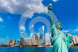 Liberty Statue and New York skyline US