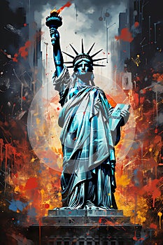 liberty statue painting, AI generated