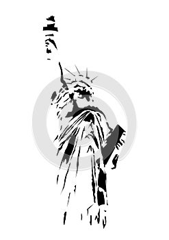 Liberty statue symbol, silhouette of new york landmark, vector