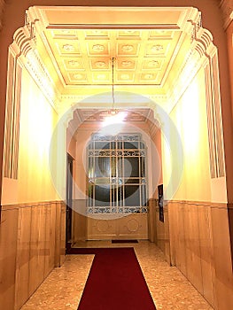 Liberty style entrance hall in Turin city, Piedmont region, Italy