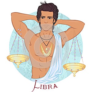 Libra as a beautiful man with swarthy skin