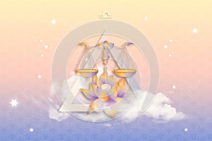 Libra horoscope sign in twelve zodiacs with astrology.