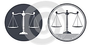 Libra, judicial scales logo. Notary, justice, lawyer icon or symbol.