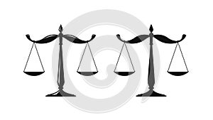 Libra, judicial scales logo. Notary, justice, lawyer icon or symbol. Vector illustration