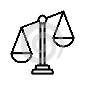 Libra line icon. Weigher for justice and arbitrate or Libra outline logo vector. Editable stroke