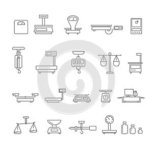 Libra or scales, balance and weight measurement tools isolated icons