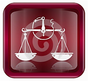 Libra zodiac icon red.