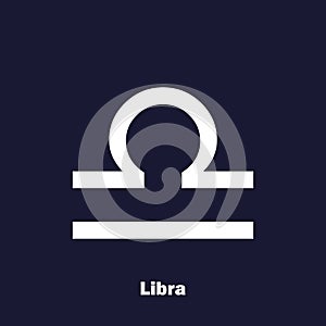 Libra zodiac sign. Astrological symbol. Vector icon on dark blue