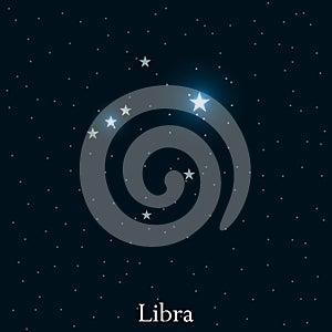 Libra zodiac sign. Bright stars in the cosmos. Constellation Libra. Vector