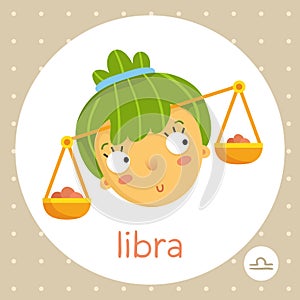 Libra zodiac sign, girl with bowls of scales