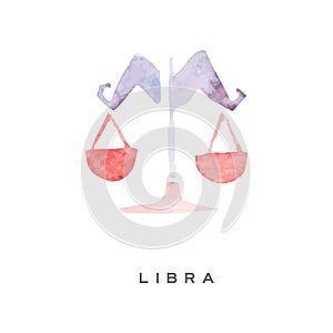 Libra zodiac sign, part of zodiacal system watercolor vector illustration isolated on a white background