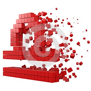 Libra zodiac sign shaped data block. version with red cubes. 3d pixel style vector illustration