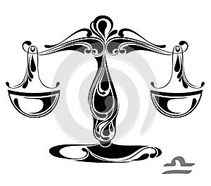 Libra zodiac vector sign. Tattoo design