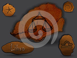 Libra.Zodiacal constellation in the form of cave painting.