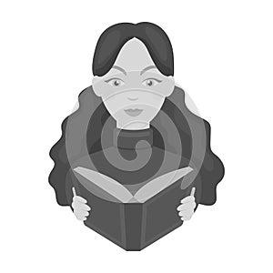 Librarian icon in monochrome style isolated on white background. Library and bookstore symbol stock vector illustration.