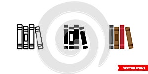 Libraries icon of 3 types color, black and white, outline. Isolated vector sign symbol.