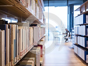 Library Book shelf with people reading Interior Education