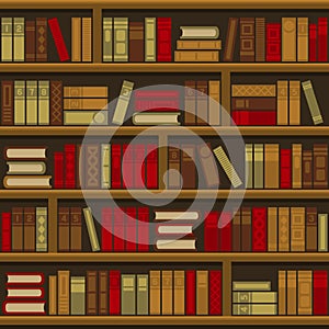 Library Book Shelf Seamless Background. Vector