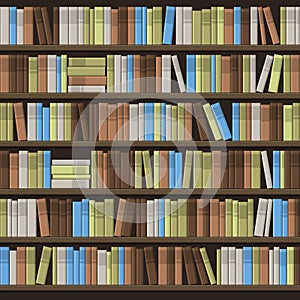 Library Book Shelf Seamless Background. Vector