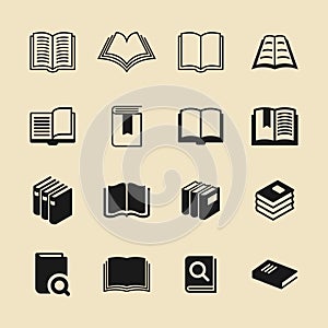 Library and book shop vector icon set