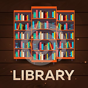 Library. Bookcase. Books and Knowledge. Vector illustration.