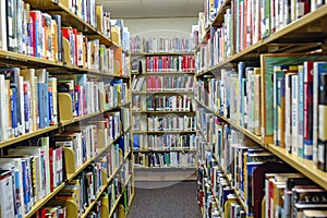 Library books, all shelved and catalogued