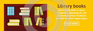 Library books banner horizontal concept