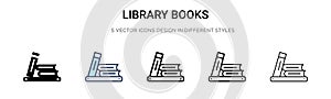 Library books icon in filled, thin line, outline and stroke style. Vector illustration of two colored and black library books