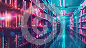 Library With Books on Shelves