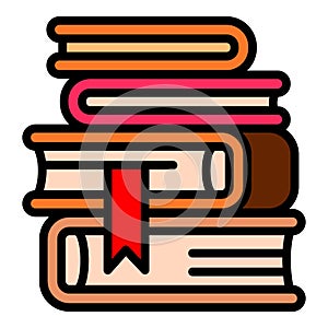 Library books stack icon, outline style