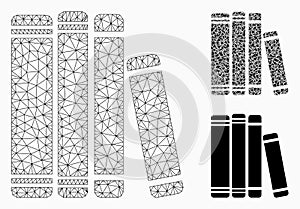 Library Books Vector Mesh Network Model and Triangle Mosaic Icon