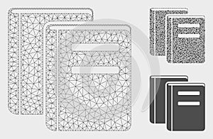 Library Books Vector Mesh Wire Frame Model and Triangle Mosaic Icon