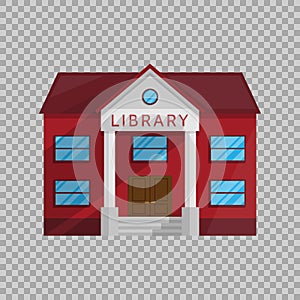 Library building in Flat style isolated on transparent background Vector Illustration.