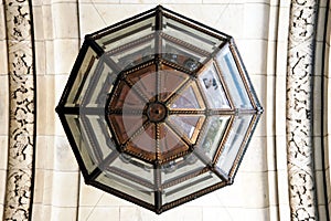 Library ceiling and chandelier