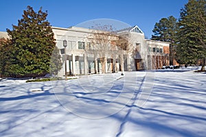 Library on a college campus in winter